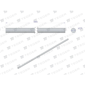 Pręt gwintowany M18 x 1000mm kl.8.8 DIN 975 ocynkowany TEGER-118628