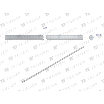 Pręt gwintowany M12 x 1000mm kl.8.8 DIN 975 ocynkowany TEGER-118642