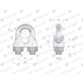 Zacisk linki stalowej 16mm TEGER,-118697