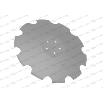Talerz, uzębiony Z-10 fi 510 mocowanie 5/98 grubość 4 mm stal borowa prosta piasta, Waryński