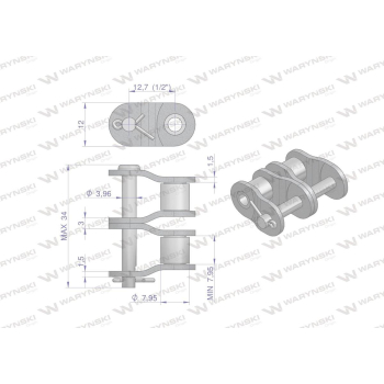 Półogniwo łańcucha P08B-2 (R2 1/2) Waryński ( sprzedawane po 10 )-12039