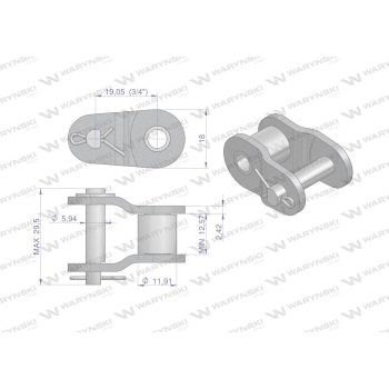 Półogniwo łańcucha wzmocnione P12A-1 ANSI A 60 (R1 3/4) Waryński ( sprzedawane po 10 )-12049
