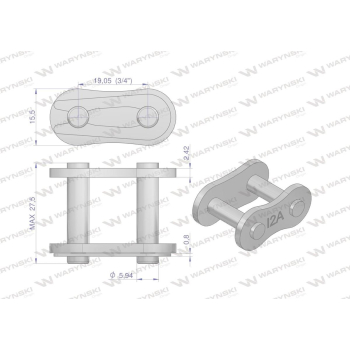 Zamek łańcucha wzmocniony Z12A-1 ANSI A 60 (R1 3/4) Waryński ( sprzedawane po 10 )-12066