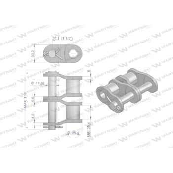 Półogniwo łańcucha P24B-2 (R1 1.1/2) Waryński ( sprzedawane po 1 )-12090