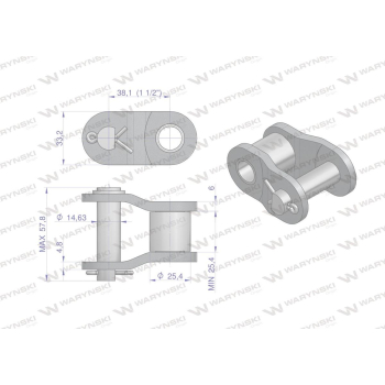 Półogniwo łańcucha P24B1 (R1 1.1/2) Waryński ( sprzedawane po 2 )-12139
