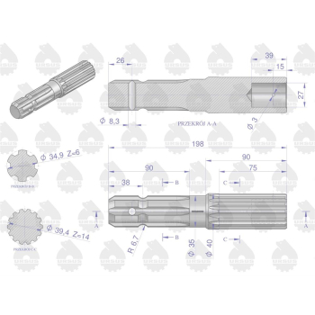 Końcówka WOM 540 obr. C-385 ORYGINAŁ URSUS-12385