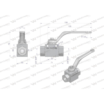 Zawór kulowy hydrauliczny 2-drogowy 2/2 - 3/8