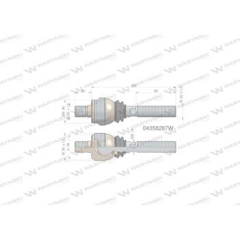 Przegub kierowniczy 202mm- M22x1,5; M22x1,5 04358287 WARYŃSKI-12739