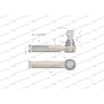 Przegub kierowniczy 220mm- M28x1,5 AL119379 WARYŃSKI-12749