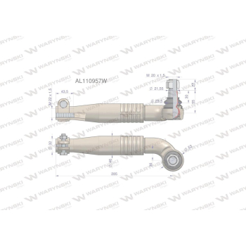 Przegub kierowniczy lewy 285mm- M22x1,5 AL110957 WARYŃSKI-12753
