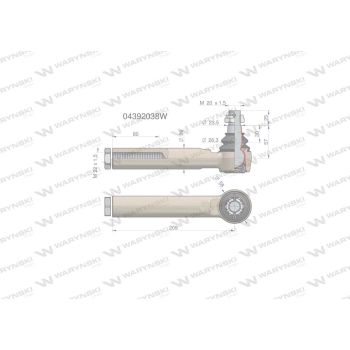 Przegub kierowniczy 209mm- M22x1,5 04392038, 04358286 WARYŃSKI-12759
