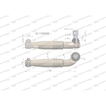 Przegub kierowniczy prawy 285mm- M22x1,5 AL110956 WARYŃSKI-12767