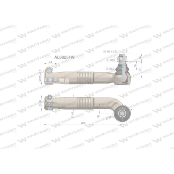Przegub kierowniczy lewy 269mm- M28x1,5 AL68254 WARYŃSKI-12783