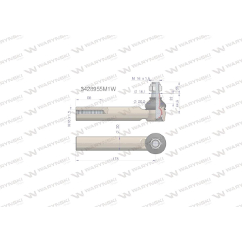 Przegub kierowniczy 175mm- M18x1,5 3428955M1 WARYŃSKI-12833
