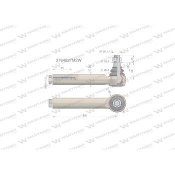 Przegub kierowniczy 220mm- M18x1,5 3764027M2 WARYŃSKI-12837