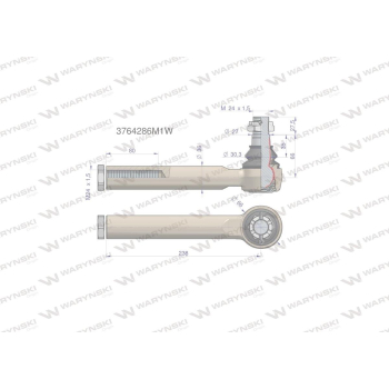 Przegub kierowniczy 238mm- M24x1,5  WARYŃSKI-12852