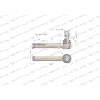Przegub kierowniczy 173mm- M18x1,5L 137047A1 WARYŃSKI-12898