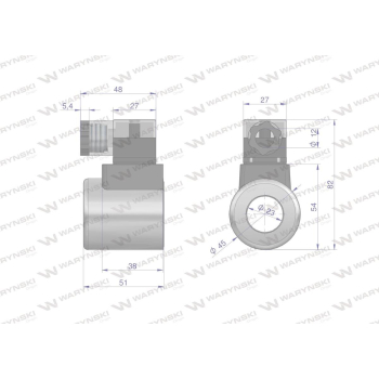 Cewka dzielnika elektrozaworu W-E38DVS6/2. W-E12DVS6/2  12V DC 30W Waryński-13001