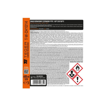 Smar serwisowy czerwony PTFE - 50°C do 150 °C  400 ml / TEGER-130148