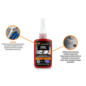 Klej do gwintów MEDIUM - niebieski 50g / TEGER-130165