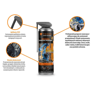 Odtłuszczacz przemysłowy PROFESSIONAL z aplikatorem EVO, 500ml, Teger-130309