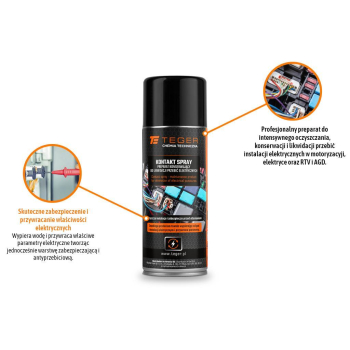 Kontakt spray - preparat konserwujący do likwidacji przebić elektrycznych, 400ml, Teger-130324