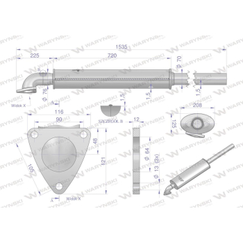 Tłumik Zetor 8520-10540 1550mm INOX Waryński-130497