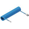 Przewód spiralny kompletny tekalan Poliuretan PU 8X5mm 10bar do kompresora sprężarki L-10mb Niebieski TEGER-131916