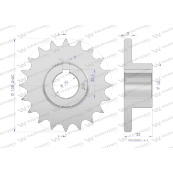 Koło, łańcuchowe stalowe hartowane Z-20 5/8 fi-30 5040210082, Bizon, Waryński-131375