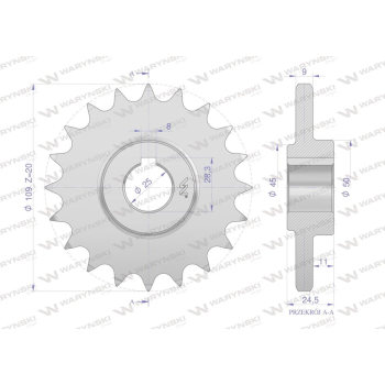 Koło, łańcuchowe stalowe hartowane Z-20 5/8 fi-25 5040200152, Bizon, Waryński-131397