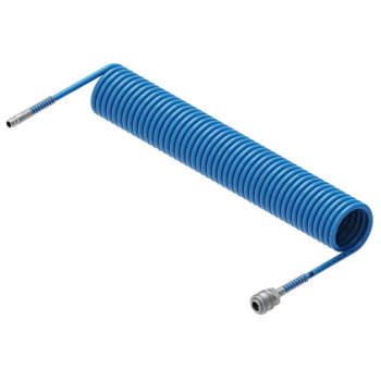 Przewód spiralny kompletny tekalan Poliuretan PU 8X5mm 10bar do kompresora sprężarki L-15mb Niebieski TEGER