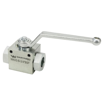 Zawór kulowy hydrauliczny 3-drogowy 3/2 - 3/4"BSP z otworami mocującymi 315 bar Waryński