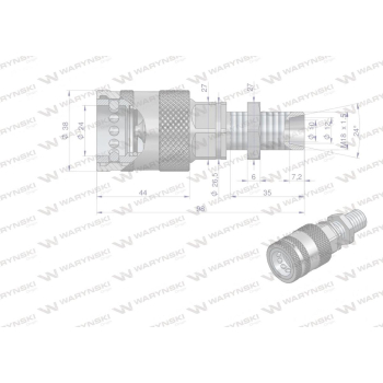 Szybkozłącze hydrauliczne gniazdo long z eliminatorem ciśnienia M18x1.5 gwint zew. EURO PUSH-PULL (9100818GL) (ISO 72