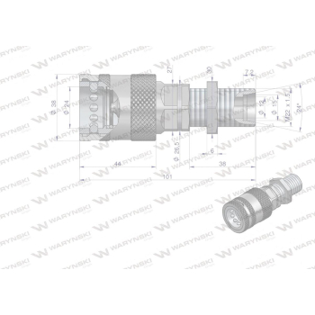 Szybkozłącze hydrauliczne gniazdo long z eliminatorem ciśnienia M22x1.5 gwint zew. EURO PUSH-PULL (9100822GL) (ISO 72