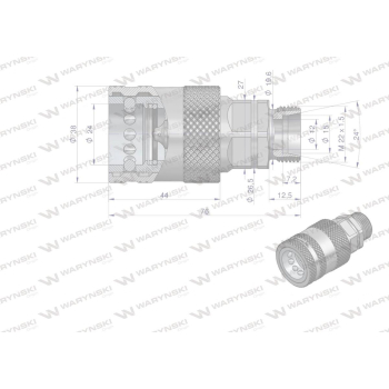 Szybkozłącze hydrauliczne gniazdo z eliminatorem ciśnienia M22x1.5 gwint zew. EURO PUSH-PULL (9100822G) (ISO 7241-A) 