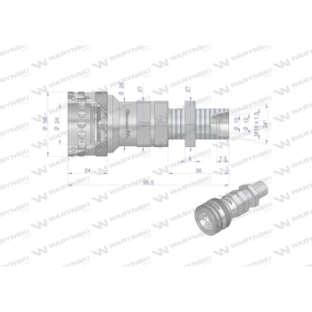 Szybkozłącze hydrauliczne gniazdo z eliminatorem ciśnienia long M18x1.5 gwint zewnętrzny EURO (9100818GL) (ISO 7241-