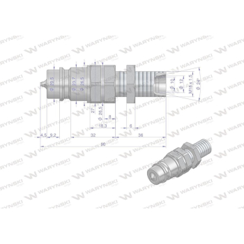 Szybkozłącze hydrauliczne wtyczka long z eliminatorem ciśnienia M18x1.5 gwint zew. EURO (9100818W) (ISO 7241-A) Wary?