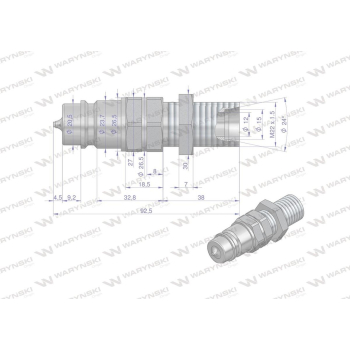 Szybkozłącze hydrauliczne wtyczka long z eliminatorem ciśnienia M22x1.5 gwint zew. EURO (9100822W) (ISO 7241-A) Wary?