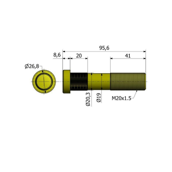 Śruba koła 20x1.5x88 D-50 Przyczepa-1326