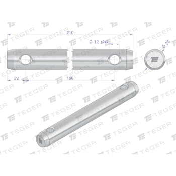 Sworzeń uniwersalny 2-otwory fi 12 25x166x210 TEGER-132770