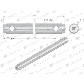 Sworzeń uniwersalny 2-otwory fi 12 25X250X294 TEGER-132773