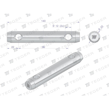 Sworzeń uniwersalny 2-otwory fi 12 22x96x140 TEGER-132782