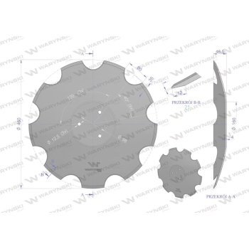 Talerz uzębiony Z-9 fi 460, mocowanie 3 / 97mm grubość 4mm, zastosowanie Horsch 23246102-132879