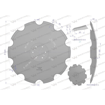Talerz uzębiony Z-10 fi 620mm, mocowanie 6 / 125mm grubość 6mm, zastosowanie Horsch 00311103, Waryński-132888