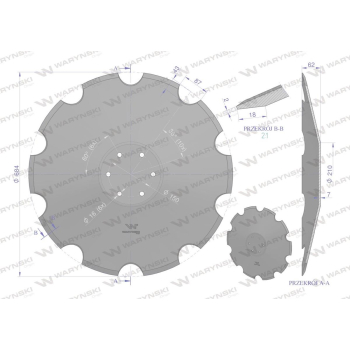 Talerz uzębiony Z-10 fi 684mm, mocowanie 6 / 150mm grubość 7mm, zastosowanie Horsch 00311081, Waryński-132915