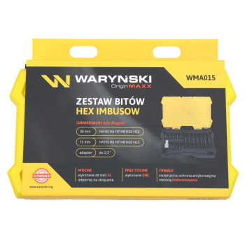 Zestaw bitów, 75mm hex ze stali S2 pokrycie antykorozyjne z adapterem 1/2