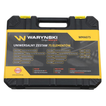 Zestaw bitów, 75mm torx hex spline ribe ze stali S2 pokrycie antykorozyjne z adapterami 75 el., Waryński-132987