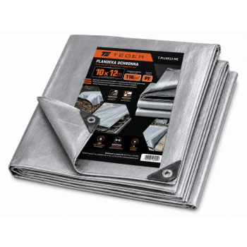 Plandeka MOCNA 10x12m (srebrna) gramatura 110g/m2 TEGER