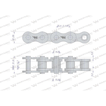 Łańcuch rolkowy 16BX-101PZ+ogn zastosowanie  Prasa Zwijka Sipma 5279000102 Waryński-13612