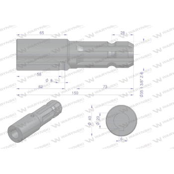 Redukcja adapter na wpust otwór wew. Q 20 mm na wałek 1 3/8